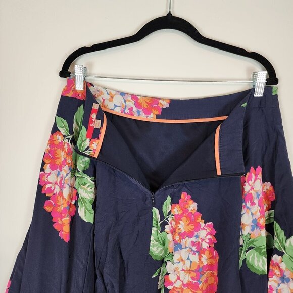 Boden Floral Circle Skirt Flowy Lightweight Lined Navy Blue Pink Flower Skirt 10 - Picture 4 of 10